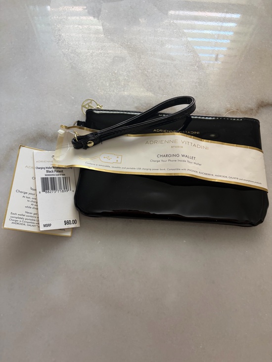 Adrienne Vittadini Handbags - Adrienne Vittadini Black Patent Charging Wristlet